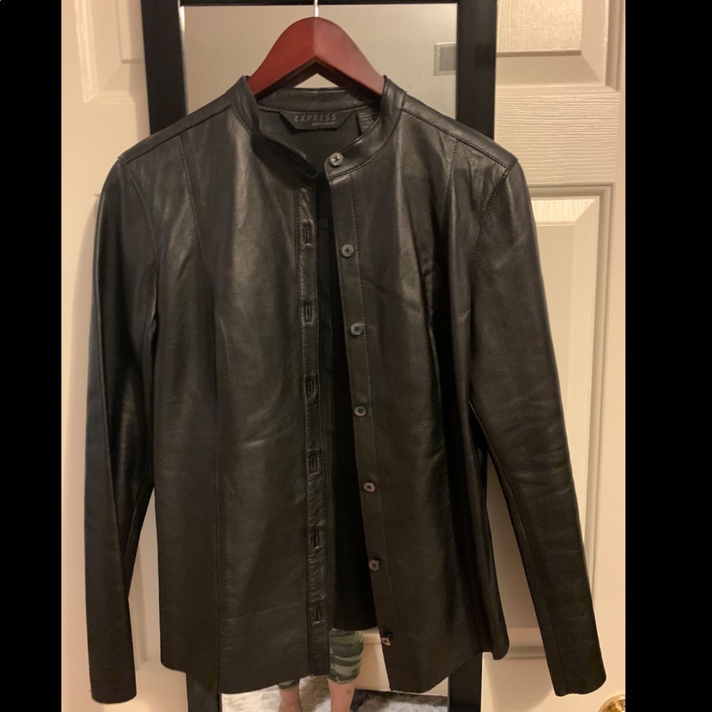 Genuine leather button down shirt